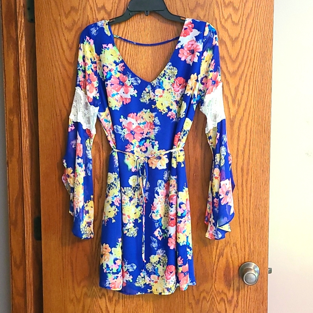Pink Owl Floral Hippie Dress